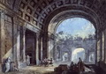 Шарль Луи Клериссо. Римские руины с восточным стаффажем. 1780-е годы. Акварель, гуашь, перо коричневым тоном