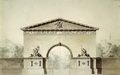 Неизвестный французский архитектор. Проект Триумфальной арки или портала кладбища. 1790-е годы. Кисть, перо, акварель, графитный карандаш