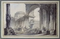 Жан Франсуа Тома де Томон. Архитектурная фантазия с процессией. 1783. Перо, кисть, тушь, акварель