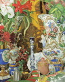 А.Я.Головин. Натюрморт. Цветы и фарфор. Около 1912 года. Фанера, темпера