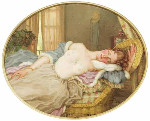 К.А.Сомов. Спящая молодая женщина. 1922. Холст на картоне, масло
