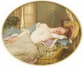 К.А.Сомов. Спящая молодая женщина. 1922. Холст на картоне, масло