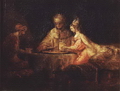 Харменс ван Рейн Рембрандт. Артаксеркс, Аман и Есфирь. 1660. Из собрания Эрмитажа