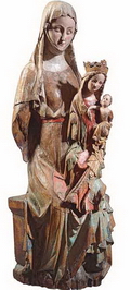 Неизвестный мастер. Святая Анна, Дева Мария с Младенцем Христом. Нидерланды, Маас. XIII век. Дерево, полихромное покрытие