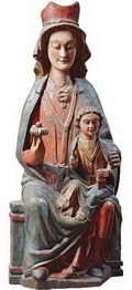 Неизвестный мастер. Мадонна с Младенцем на троне. Испания. XIV век. Дерево, полихромное покрытие