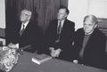 Д.С.Лихачев, А.А.Собчак и Д.А.Гранин на презентации книги Д.С.Лихачева «Воспоминания». 1995