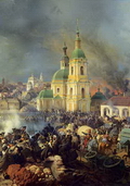 П.Хесс. Сражение 22 октября (3 ноября) 1812 года при Вязьме. 1842. Холст, масло. Фрагмент