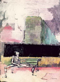Павел Мансуров. Фигура на скамейке. Бумага, гуашь. 1932–1933. Частное собрание за рубежом