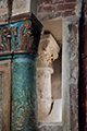 Белокаменная резная колонна начала  XVI века на западной паперти собора. Обнаружена во время замены окна в оконном проеме