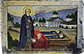 Преподобный Сергий у гроба родителей. Открытка начала ХХ века