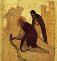 Клеймо иконы «Преподобный Сергий Радонежский, с житием». Троицкий собор Троице-Сергиевой лавры