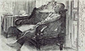 М.А.Врубель. Молодой человек на диване. 1903–1904. Бумага на картоне, графитный карандаш