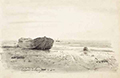 И.Е.Репин. Лахта. Пейзаж с баркой. 1868. Бумага, графитный карандаш