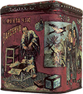 Жестяная коробка товарищества чайной торговли «Василий Перлов с сыновьями». Конец XIX века