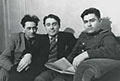Ф.М.Левин, Б.Н.Полевой и А.П.Маресьев в редакции газеты «Сталинский Сокол». 1947–1948. Из архива семьи Левиных