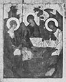 Андрей Рублев. Святая Троица. 1425–1427. Фотография в процессе реставрации иконы. 1918