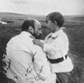 Юрий Александрович Олсуфьев с сыном Мишей. [1910-е годы]