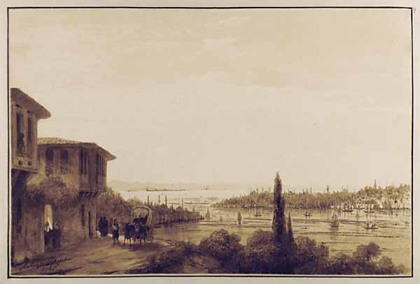 И.К.Айвазовский. Вид Константинополя из Скутари. 1845. Сепия. РГАЛИ. Публикуется впервые
