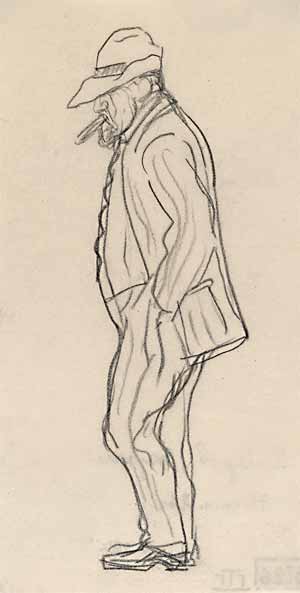 «Скучный Серов». Автошарж. 1910–1911. Бумага, графитный карандаш. ГТГ