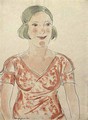 Девушка в розовом платье. 1933. Бумага, тушь, перо, акварель. МВК «Новый Иерусалим»