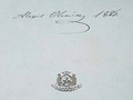 Владельческая надпись и оттиск печати А.А.Оленина на форзаце его альбома. ГМП