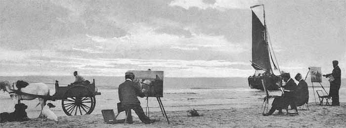 Художники на пляже Катвейка. Фотография. Около 1910 года. Музей Катвейка
