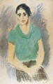 Девушка в голубой блузке. Середина 1930-х годов. Бумага, пастель