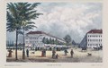 Променад в Гамбурге. Неизвестный художник. Около 1850 года. Гравюра на стали. «Дом Генриха Гейне», Гамбург
