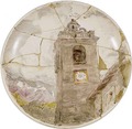 Керамическая тарелочка с пейзажем (башней). Начало 1890-х годов. Диаметр 17. Частное собрание. Шэн-Бужери. Швейцария