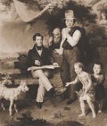В.Голике. Джордж Доу с Василием Голике и его семьей. Конец 1820-х годов. Холст, масло. ГРМ
