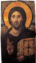 Икона «Христос Пантократор». Византия. VI век. Энкаустика на дереве. 84x45,5 см.