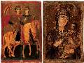 Выносная  двухсторонняя икона «Святые Сергий и Вакх» — «Богоматерь с младенцем». Мастер из Киликийской Армении. Около 1260–1270 годов. 95x52 см. Хранится в иконохранилище монастыря