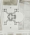 Генеральный план Казанского собора. Архитектор А.Воронихин. На плане видна вторая, нереализованная колоннада собора