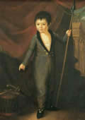 Неизвестный художник. Портрет мальчика с копьем. Первая четверть XIX века