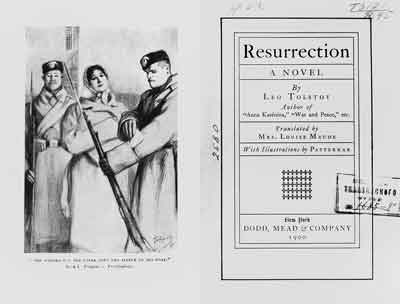Фронтиспис и титульный лист американского издания романа Л.Н.Толстого «Воскресение». 1900 
