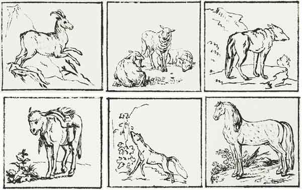Рисунки животных к басням Эзопа. Тушь, перо, кисть. (Не издано)
