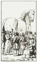 Троянский конь. Иллюстрация к «Виргилиевой Енейде, вывороченной наизнанку» Н.Осипова. Тушь, перо. (Не издано)
