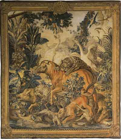 Неизвестный автор. Борьба зверей на водопое. 1757
