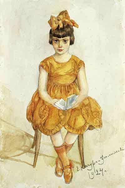 Е.Качура-Фалилеева. Портрет Наташи Кравченко. 1924. Бумага, акварель
