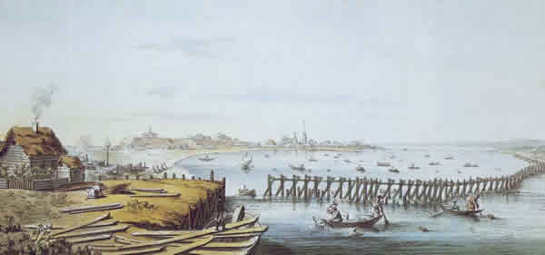Вид калмызяцких учугов на Волге. 1803. Акварель
