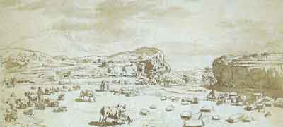 Вид руин в Инкермане. 1804. Карандаш, тушь, кисть, перо
