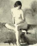 В.Лебедев. Сидящая обнаженная. 1927. Бумага, черная акварель