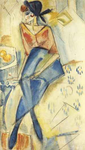 В.И.Уфимцев. Женский портрет. 1920-е годы. Бумага дублированная, карандаш, гуашь, акварель
