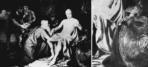 П.А.Власов. Старец Приам умоляет Ахиллеса выдать ему тело сына Гектора. 1886. Холст, масло. Астраханская картинная галерея. Справа — фрагмент картины
