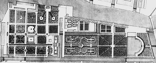 Фрагмент генерального плана трех летних садов и променада. 1730–1740 годы. Архитектор Ф.Б.Растрелли
