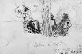 Рисунок А.Н.Бенуа с надписью: «У bassin de Neptune [ У бассейна Нептуна] VI 1906». Бумага, графитный карандаш