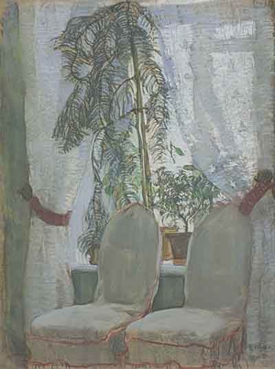 К.Юон. Окно.  1905. Картон,  пастель
