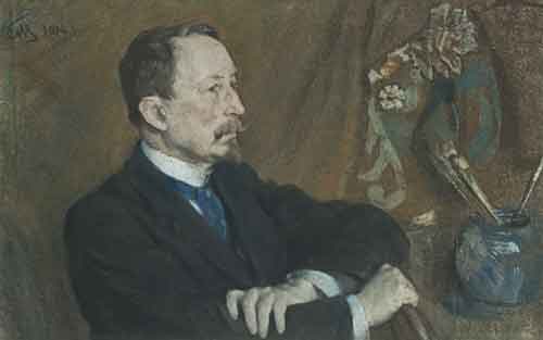С.Малютин. Портрет А.М.Васнецова. 1914. Бумага на холсте, пастель
