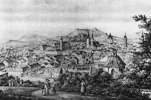 Вид Львова. Литография А.Лянге. 1830-е годы
