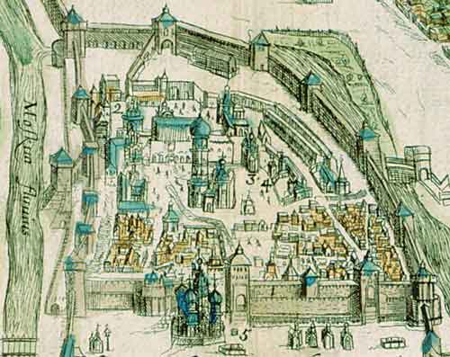 Л.Килиан  (1579-1637). Фрагмент "Сигизмундова плана" Москвы. 1610
